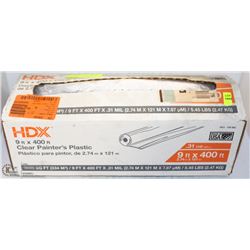 CASE OF HDX CLEAR PAINTERS PLASTIC/DROPSHEETS