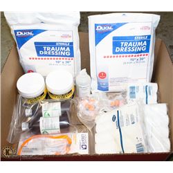 FLAT OF BANDAGES/GAUZE PLUS HEARING PROTECTIONS +