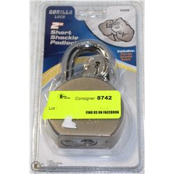 GORILLA-LOCK 2" SHORT SHACKLE PADLOCK-ON CHOICE-
