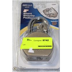 GORILLA-LOCK 2" SHORT SHACKLE PADLOCK-ON CHOICE-