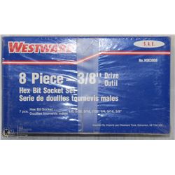 NEW WESTWARD 8-PC 3/8" DRIVE HEX SOCKET SET