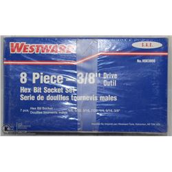NEW WESTWARD 8-PC 3/8" DRIVE HEX SOCKET SET