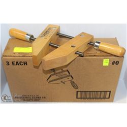 CASE(3) OF NEW JORGENSEN ADJUSTABLE WOODEN CLAMPS