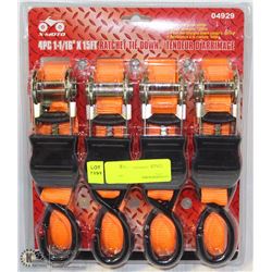 X-MOTO 4-PC. 1-1/16"x15FT RATCHET TIE-DOWN SET
