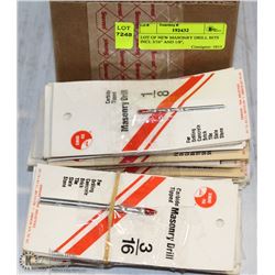 LOT OF NEW MASONRY DRILL BITS INCL 3/16" AND 1/8",
