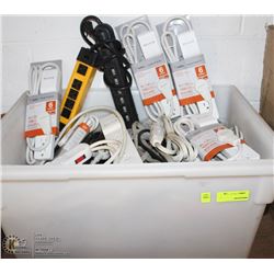 LARGE TOTE OF POWER-BARS & SURGE PROTECTORS