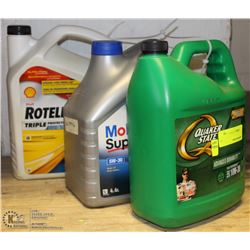 3 VARIOUS JUGS OF AUTO-MOTIVE OIL