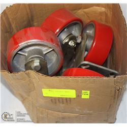 GROUP OF 4, 5" OMNI-DIRECTIONAL RUBBER-COATED CASTORS