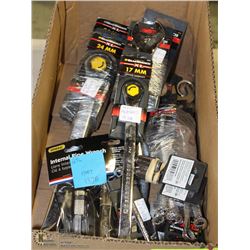 BOX OF ASSORTED WRENCHES