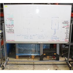 LARGE ROLLING 2 SIDED WHITE BOARD 40X71