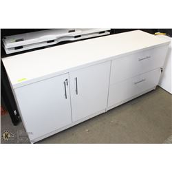 WHITE 3 DRAWER, 2 DOOR LOCKING OFFICE CABINET