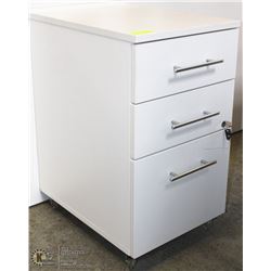 WHITE 3 DRAWER LOCKING CABINET 16X21X27.5