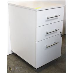 WHITE 3 DRAWER LOCKING CABINET 16X21X27.5