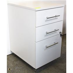 WHITE 3 DRAWER LOCKING CABINET 16X21X27.5