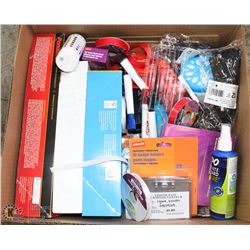 BOX OF OFFICE SUPPLIES INCL POST ITS, PAPER