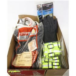 BOX LOT OF ASSORTED SAFETY GEAR