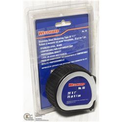 PAIR OF WESTWARD 25' MEASURING TAPES ON CHOICE