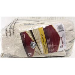1 DOZEN SZ LARGE LEATHER/FABRIC WORK GLOVES