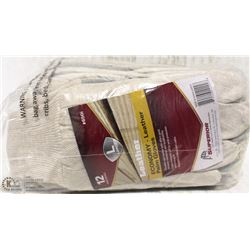 1 DOZEN SZ LARGE LEATHER/FABRIC WORK GLOVES
