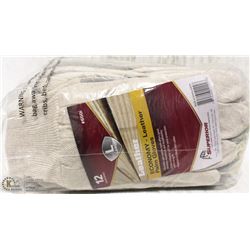 1 DOZEN SZ LARGE LEATHER/FABRIC WORK GLOVES