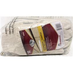 1 DOZEN SZ LARGE LEATHER/FABRIC WORK GLOVES