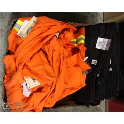 BOX OF BIG BILL PANTS AND HI-VIS T-SHIRTS