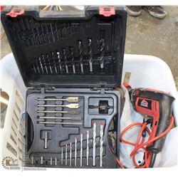 TOTE WITH PAIR OF WELDING APRONS, HARNESSES &