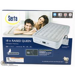 SERTA 18" RAISED QUEEN INFLATABLE MATTRESS WITH