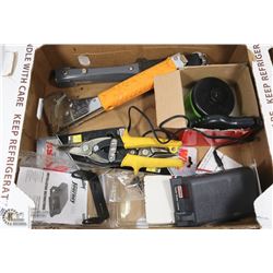 FLAT WITH ASST SNIPS, STAPLERS AND MORE.