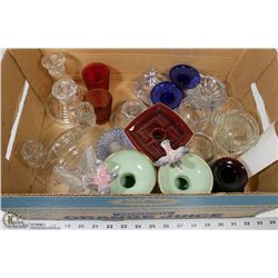 1) ASSORTMENT OF CANDLE HOLDERS INCL COBALT BLUE,