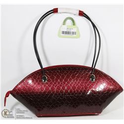 NEW RED SNAKESKIN STYLE PURSE WITH MATCHING