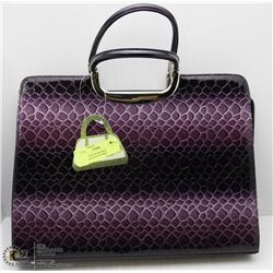 NEW PURPLE SNAKESKIN BRIEFCASE STYLE PURSE