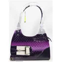 NEW PURPLE SNAKESKIN STYLE HANDBAG WITH FRONT