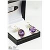 Image 2 : 2) 14KT GOLD LARGE ROYAL PURPLE AMETHYST EARRINGS