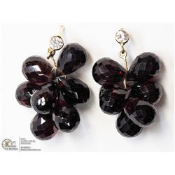 4) 14KT GOLD GENUINE GARNET EARRINGS