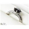 Image 2 : 7) 10KT WHITE GOLD 1 BLACK & 6 WHITE DIAMONDS RING