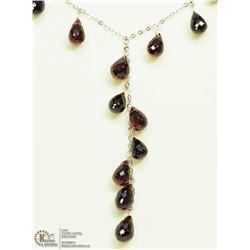 9) GENUINE GARNET 'Y' DESIGN NECKLACE