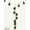 Image 1 : 9) GENUINE GARNET 'Y' DESIGN NECKLACE