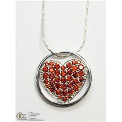 10) STERLING SILVER PENDANT & CHAIN W/CRYSTALS