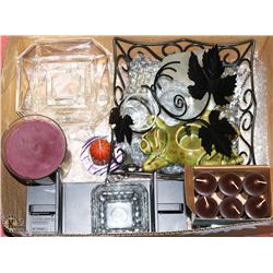 BOX W/NEW PARTYLITE ITEMS INCL. VOTIVES,