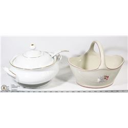 PORCELAIN SOUP BOWL & BREAD BASKET