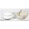 Image 1 : PORCELAIN SOUP BOWL & BREAD BASKET