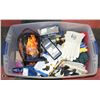 Image 1 : TOTE WITH ASSORTED TOOLS, NEW GLOVES, ELECTRONICS