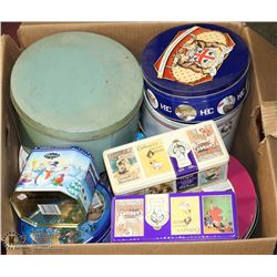 LARGE BOX OF ASSORTED COLLECTOR TINS