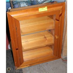 WOOD MIRRORED BACK DISPLAY CABINET.