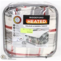 BIDDEFORD VELOUR & SHERPA ELECTRIC THROW