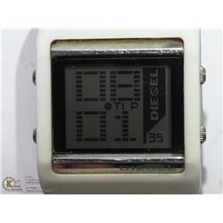 1) WHITE DIESEL WATER RESISTANT DIGITAL WATCH.