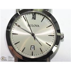 6) BLACK LEATHER STRAP BULOVA WATER RESISTANT