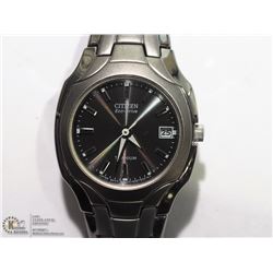 8) SMALL SILVER CITIZEN ECO-DRIVE WATCH.