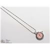 Image 3 : 10) QUARTZ PINK FACE PENDANT WATCH WITH CHAIN.